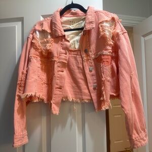 Pol Peach Jean Jacket "Love" - size Small